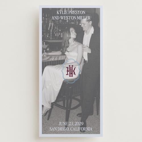 This is a celestial foil stamped save the date cards with foil pressed by Jenna Holcomb called modern vintage printing on recycled smooth signature in tall