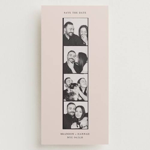 This is a sand save the date with standard by Chelsea Petaja called photo booth printing on recycled smooth signature in tall