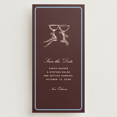 This is a fig save the date with standard by Megan Davis called aperitif printing on signature in tall