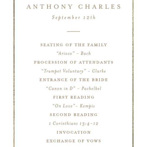 This is a cotton unique wedding programs with foil pressed by Stacey Meacham called hydrangea bloom printing on signature in standard