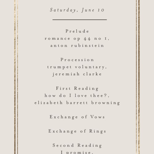 This is a champagne unique wedding programs with foil pressed by Nicole Walsh called grace printing on signature in standard