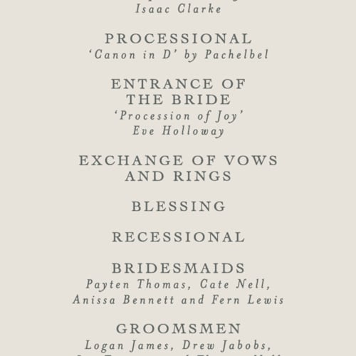 This is a provincial unique wedding programs with foil pressed by Angela Thompson called emma printing on signature in standard