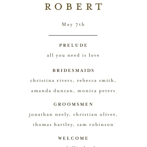 This is a pearl unique wedding programs with foil pressed by Maria Alou called by the seashore printing on signature in standard