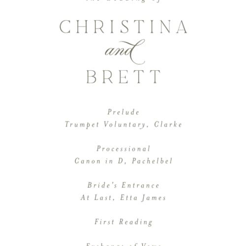 This is a blush unique wedding programs with foil pressed by Everett Paper Goods called posy printing on signature in 4x9