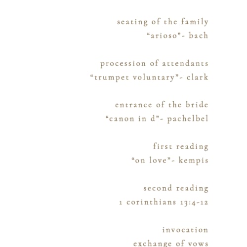 This is a quartz unique wedding programs with foil pressed by Kristie Kern called the gallery printing on signature in 4x9