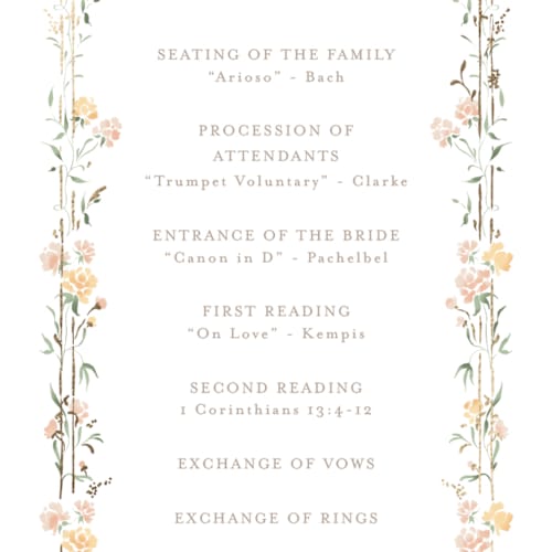 This is a golden summer unique wedding programs with foil pressed by Erin L. Wilson called victorian trellis printing on signature in standard