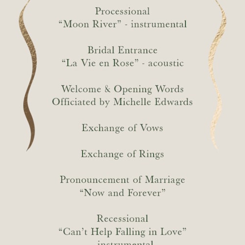 This is a garden unique wedding programs with foil pressed by Elly called garden feast printing on signature in standard