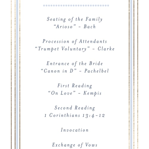 This is a dusty blue unique wedding programs with foil pressed by Janean Hinger called aurelia printing on signature in standard