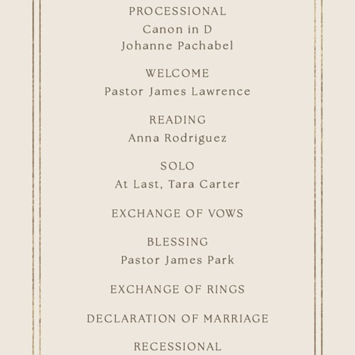 This is a champagne unique wedding programs with foil pressed by Griffinbell Paper Co. called seaside printing on signature in standard