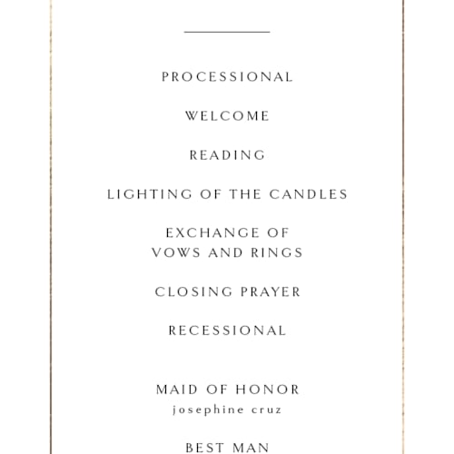 This is a silk unique wedding programs with foil pressed by Kelly Schmidt called arcadia printing on signature in 4x9