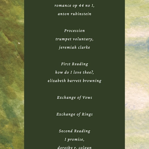 This is a golden unique wedding programs with foil pressed by Claudia Orengo called tuileries printing on signature in standard