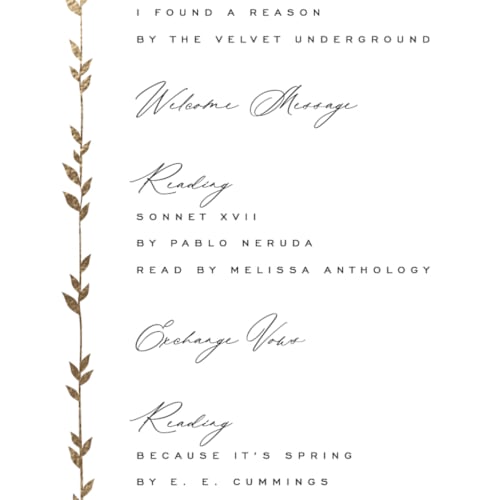 This is a lily unique wedding programs with foil pressed by Owl and Toad called courtyard printing on signature in 4x9