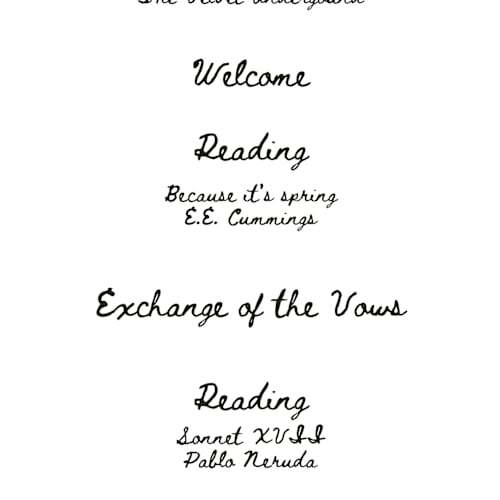 This is a nero unique wedding programs with standard by Helena Vitto called amore mio printing on signature in standard