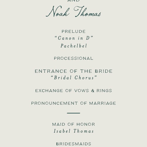 This is a sage unique wedding programs with standard by Leah Bisch called pair of calla lilies printing on signature in standard