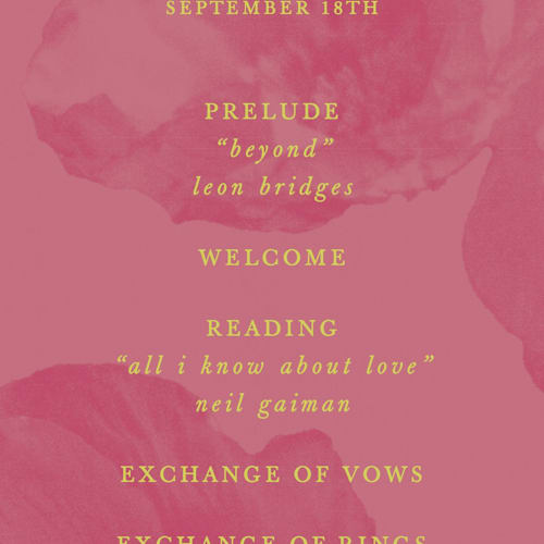 This is a flamingo unique wedding programs with standard by Morgan Kendall called maximalist poppies printing on signature in standard