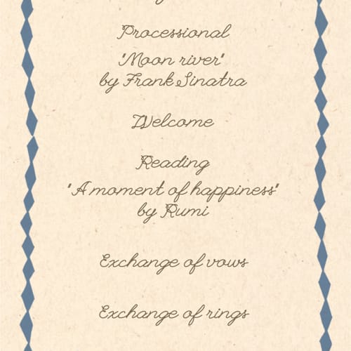 This is a magic unique wedding programs with standard by Sumak Studio called pure magic printing on signature in standard