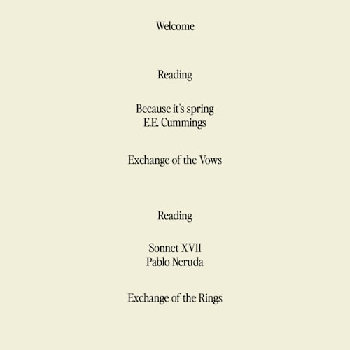 This is a butter unique wedding programs with standard by Helena Vitto called the eternal printing on signature in standard