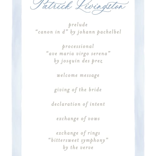 This is a ocean unique wedding programs with standard by Creo Study called pillowy border printing on signature in standard