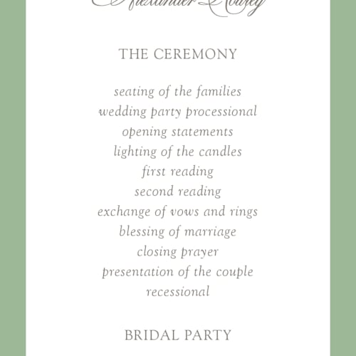 This is a mint unique wedding programs with standard by Melinda Denison called romantic garden printing on signature in standard