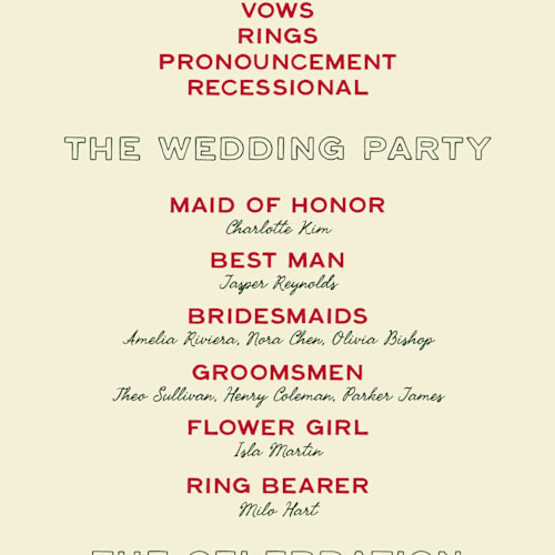 This is a pizzeria unique wedding programs with standard by Ani Somi called trattoria printing on signature in standard