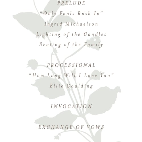 This is a fawn unique wedding programs with standard by AK Graphics called autumnal printing on signature in standard