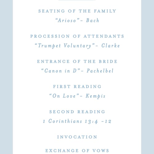 This is a capri unique wedding programs with standard by Creo Study called scripted printing on signature in 4x9