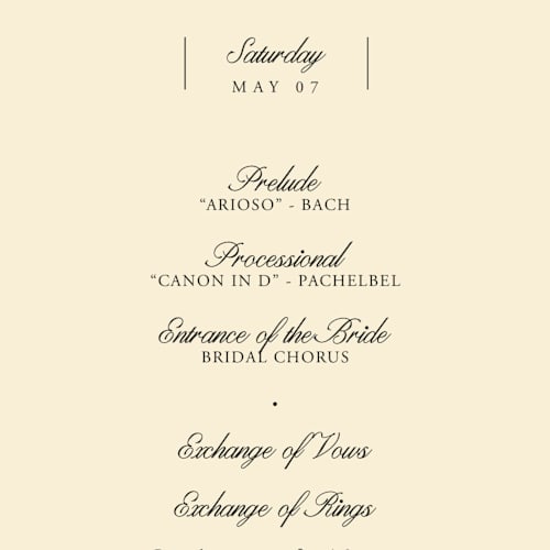 This is a sunshine unique wedding programs with standard by Jen Ramsey called elegant and formal printing on signature in standard