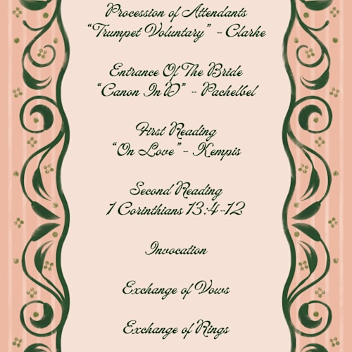 This is a verde unique wedding programs with standard by Paper Sun Studio called bountiful printing on signature in standard