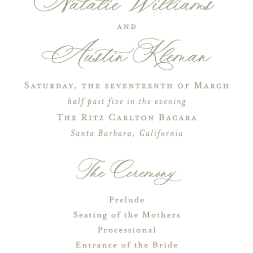 This is a paris rain unique wedding programs with standard by Jennifer Postorino called calia printing on signature in standard