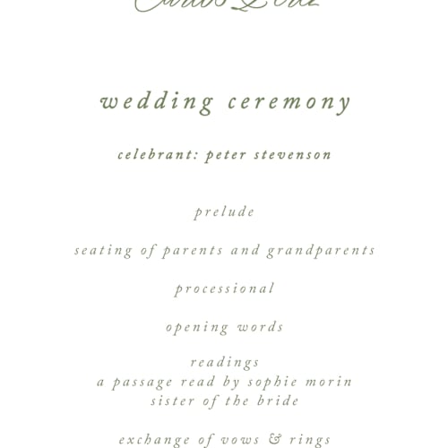 This is a forest unique wedding programs with standard by Sherley Ferreira called vintage garden printing on signature in standard