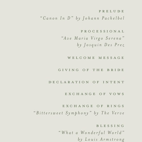 This is a jungle unique wedding programs with standard by Jenna Holcomb called vintage tropics printing on signature in standard