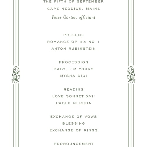 This is a leaf unique wedding programs with standard by Kate Ahn called court printing on signature in standard