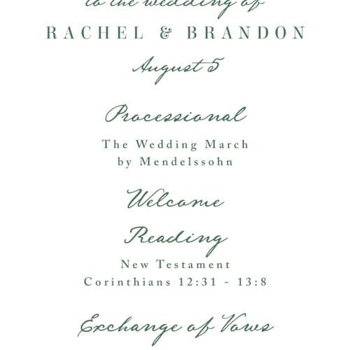 This is a meadow unique wedding programs with standard by Petra Kern called plain air printing on signature in standard