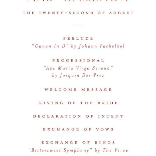This is a sunset unique wedding programs with standard by Jenna Holcomb called coastal toile printing on signature in standard