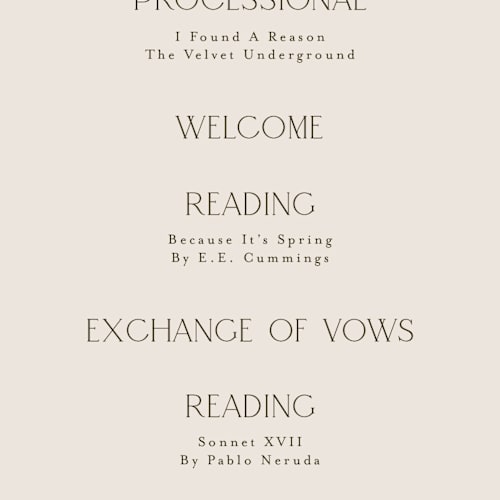 This is a autumn unique wedding programs with standard by Ashlee Townsend called juliet printing on signature in 4x9