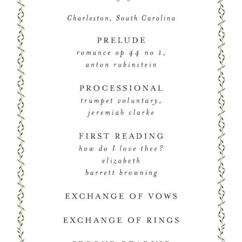 This is a blush unique wedding programs with standard by Susan Moyal called monogramed printing on signature in standard