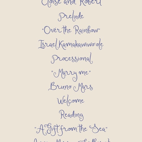 This is a sea unique wedding programs with standard by Chris Griffith called artisan wedding printing on signature in standard