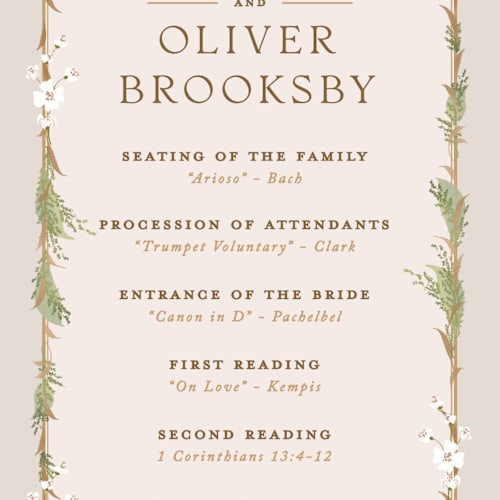 This is a forest floo unique wedding programs with standard by Erin L. Wilson called disney's snow white someday printing on signature in 4x9