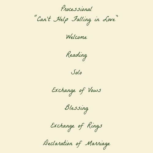 This is a blush unique wedding programs with standard by Emily Miranda called romantic tropical wedding printing on signature in standard