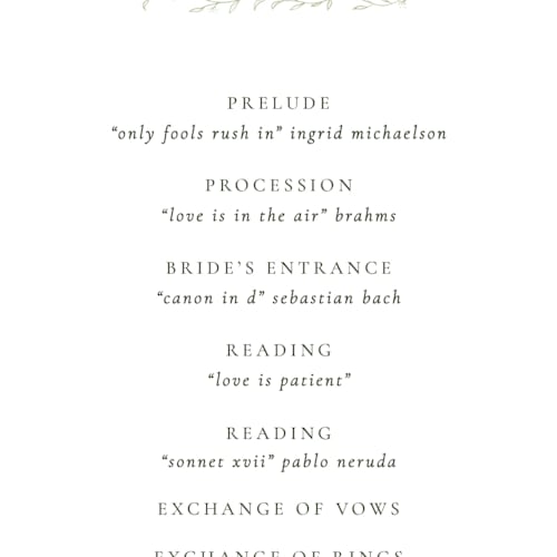 This is a ivy unique wedding programs with standard by chocomocacino called cramique printing on signature in standard