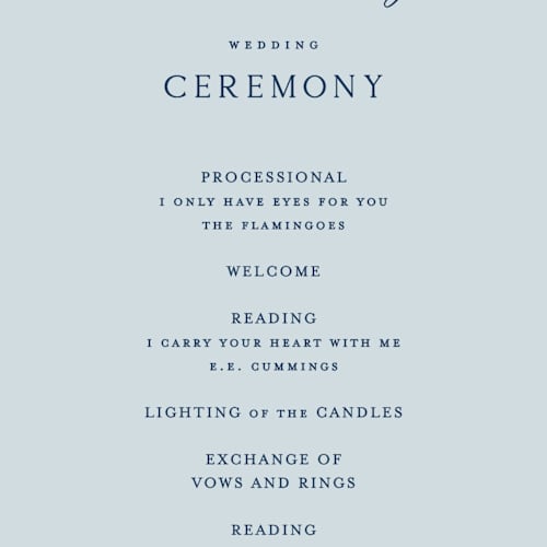 This is a sky unique wedding programs with standard by Kelly Schmidt called landscape script printing on signature in standard