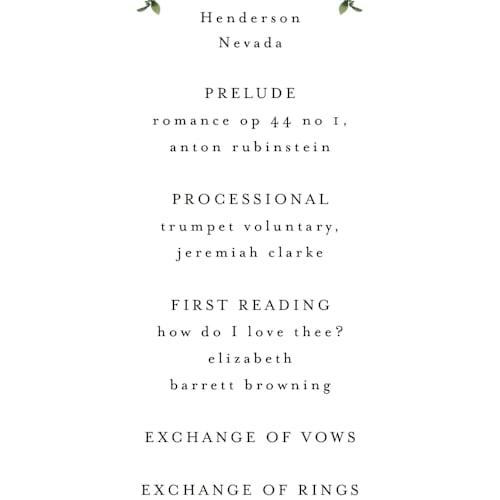 This is a peony unique wedding programs with standard by Susan Moyal called romantic florals printing on signature in 4x9