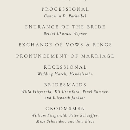 This is a peony unique wedding programs with standard by Jackie Crawford called hand illustrated crest printing on signature in standard