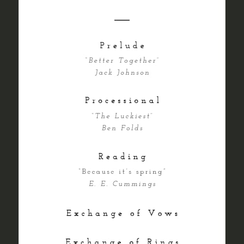 This is a cloud unique wedding programs with standard by Adelyn T. called photograph scribble printing on signature in 4x9