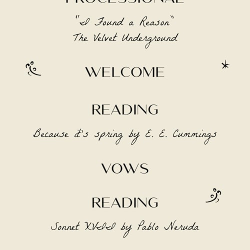 This is a vanilla unique wedding programs with standard by Ani Somi called roses printing on signature in 4x9