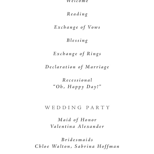 This is a leaf unique wedding programs with standard by Olivia Raufman called palm monogram printing on signature in 4x9