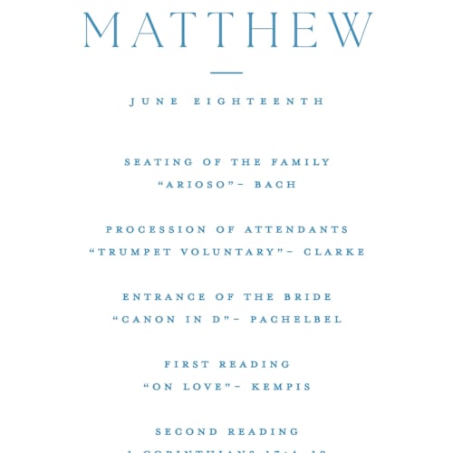This is a neptune unique wedding programs with standard by Kristie Kern called gwenyth printing on signature in standard