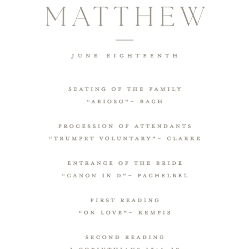 This is a latte unique wedding programs with standard by Kristie Kern called gwenyth printing on signature in 4x9