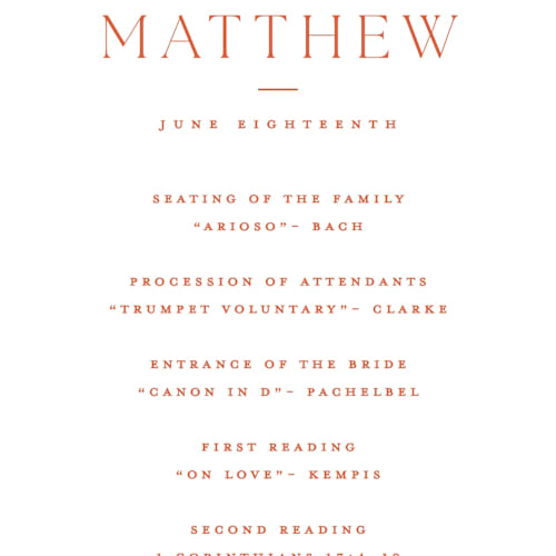 This is a verona sunset unique wedding programs with standard by Kristie Kern called gwenyth printing on signature in standard