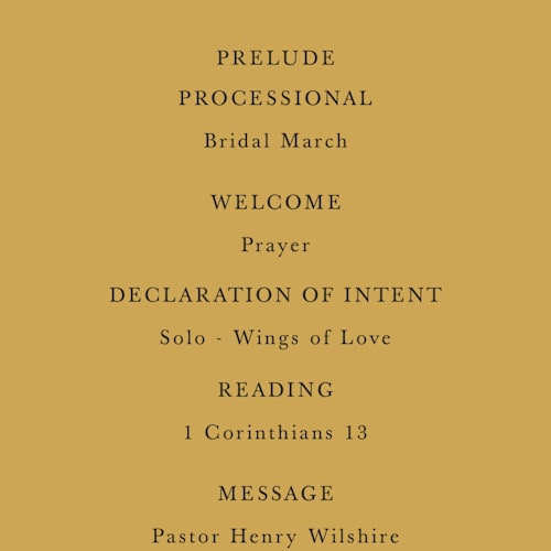 This is a sunrise unique wedding programs with standard by Lindsay Megahed called silhouette printing on signature in standard